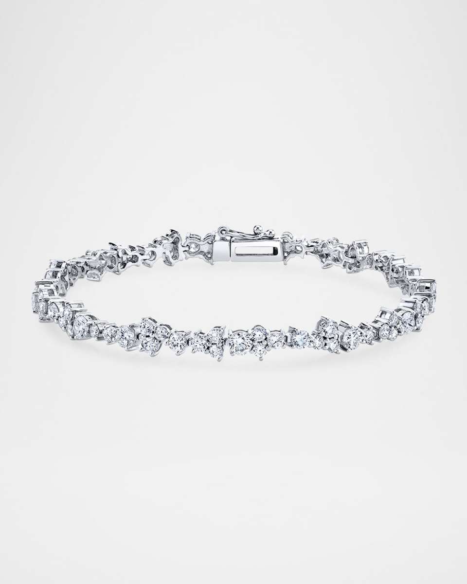 14K White Gold Diamond Cocktail Tennis Bracelet